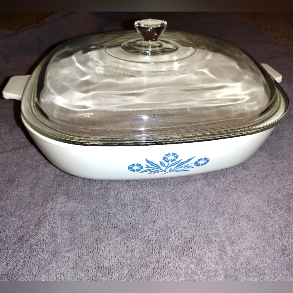 Vintage Corning Ware Blue Cornflower 10 In Casserole Dish Pyrex with Lid